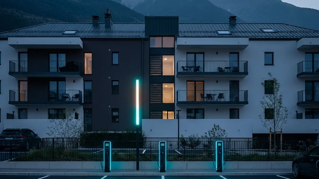 Résidence équipée de bornes de recharge