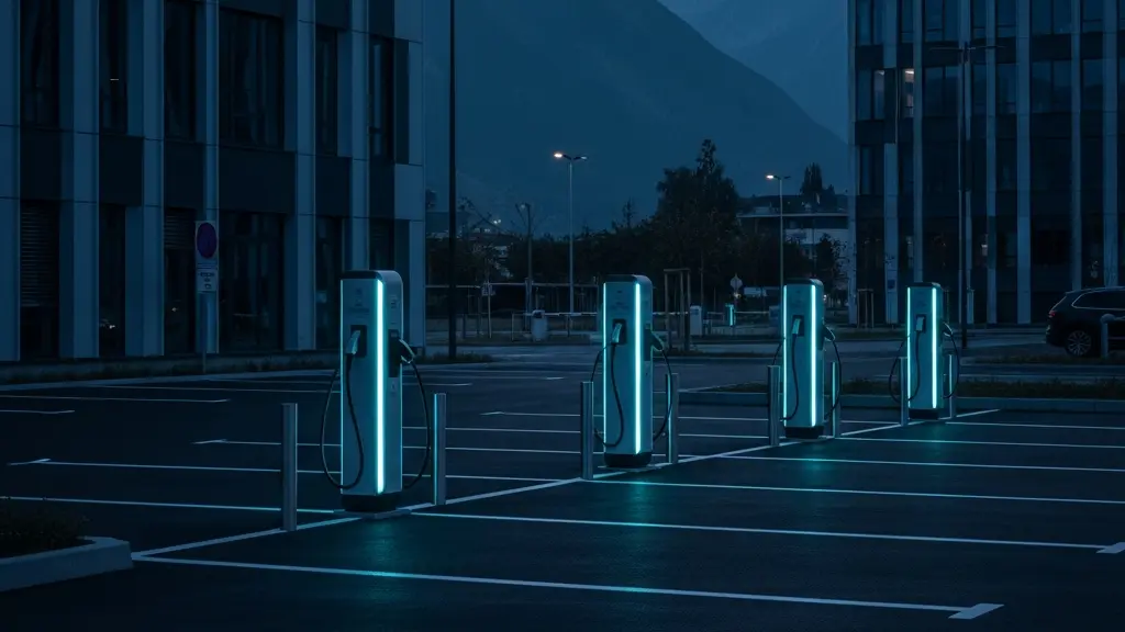 Parking d’entreprise équipé de bornes de recharge